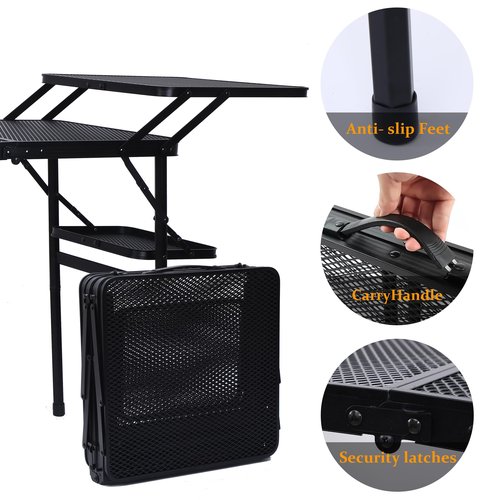 Nice C Camping Table, Compact Folding Table, Tailgate Grill Table, Outdoor Tables, Camping Tables That Fold Up Lightweight, with 4 Side Tables & Mesh Net for BBQ, Camping