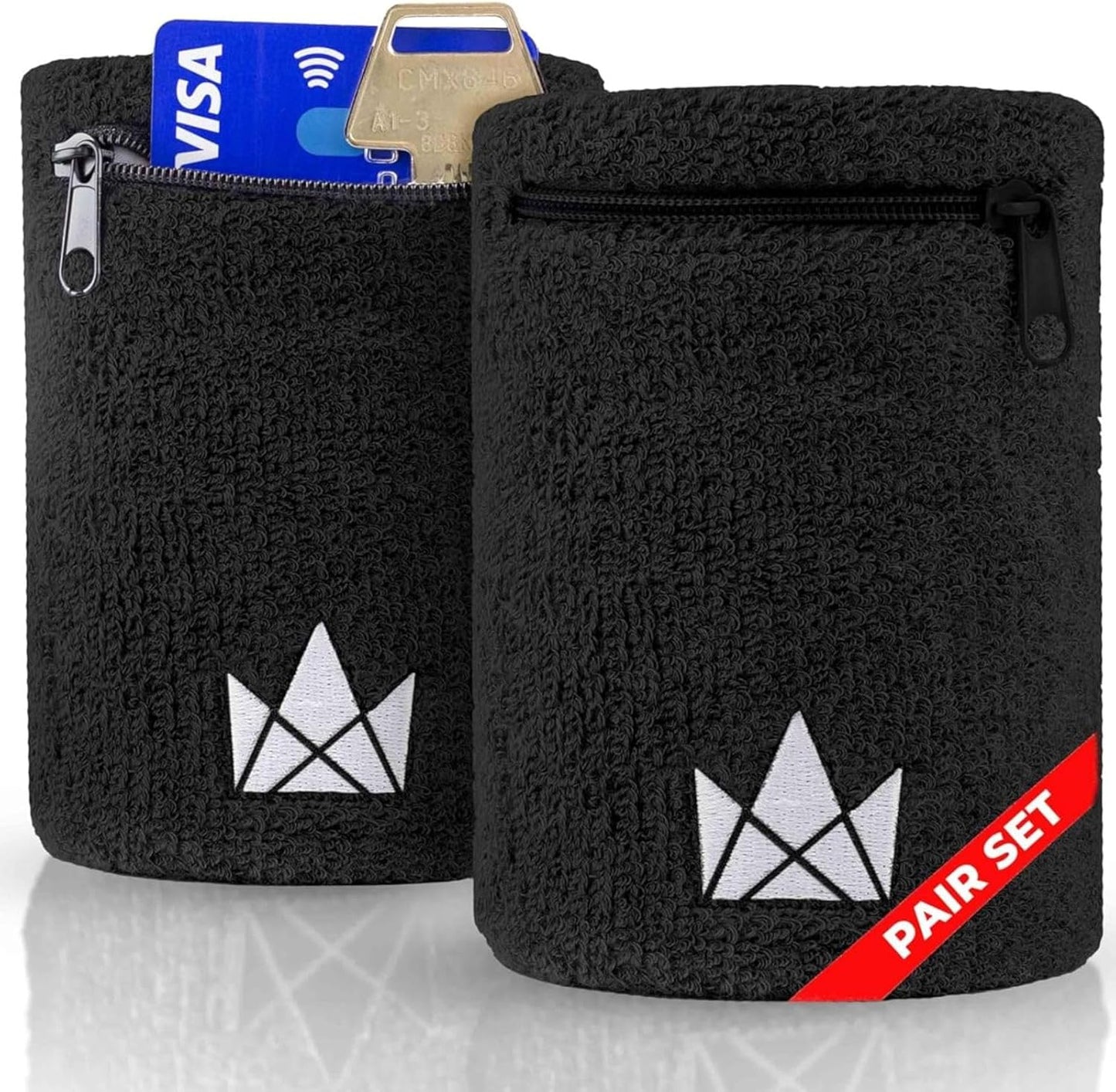 The Friendly Swede Wrist Wallets for Men & Women — Wristband Pocket with Zipper for Jogging, Cycling & Walking; Wrist Pouch for Men for Storing Cash, Keys & Credit Cards; Ankle Wallet - 2 Pack