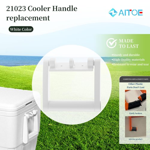 ZAITOE 2 Pack - Cooler Handle Replacement Kit Compatible with Ig-loo 21023 25-72 Quart Cooler Handle with Screws,Includes 2 Swing-up 2 Hole Handle and 4 Screws