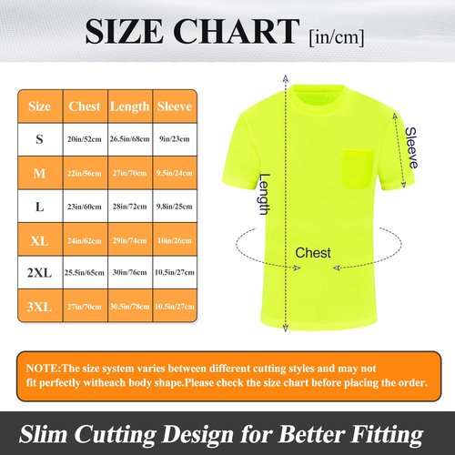 JOYYANGFANG Men's Running Shirts Sun Protection Hiking Yoga Gym Fit T-Shirt Quick Dry Workout Moisture Wicking T-Shirt Short Sleeve 6 Pack XL Yellow