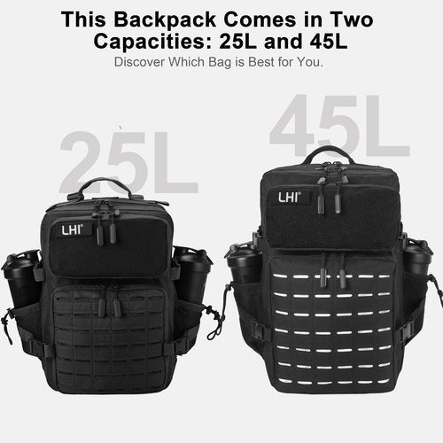 LHI Tactical Military Backpack for Men 25L/45L Large Molle Army Assault Pack 4 Day Hiking Rucksack With Bottle Holder