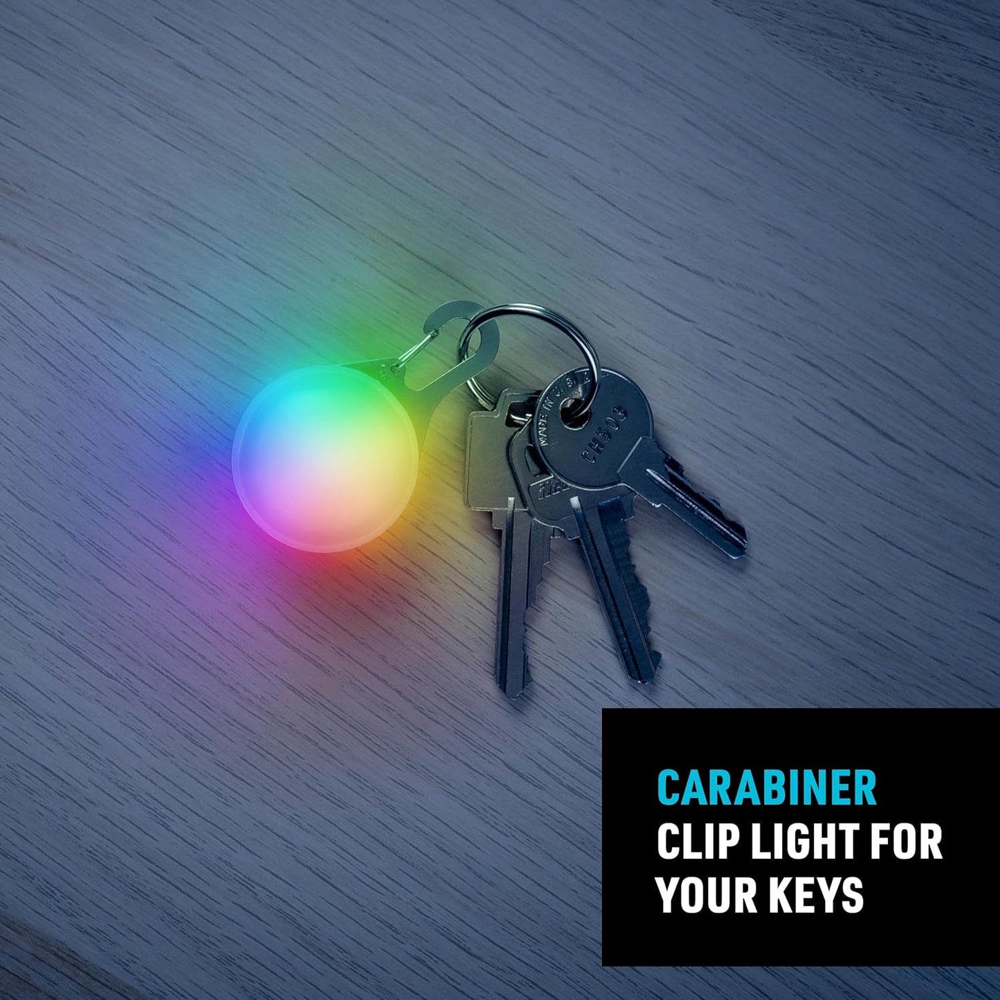 Nite Ize SpotLit XL Rechargeable Carabiner Light - Carabiner Keychain Clip with LED Light - Clip Color-Changing Light for Collars or Keys - Disc-O Select