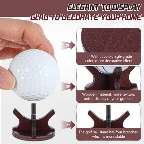 WinnerWhy 1 Pcs Wooden Golf Ball Display Stand 2 Inches Single Golf Ball Holder Mini Wood Display Bases Stand for Egg Stone Rock Decor (Stylish)