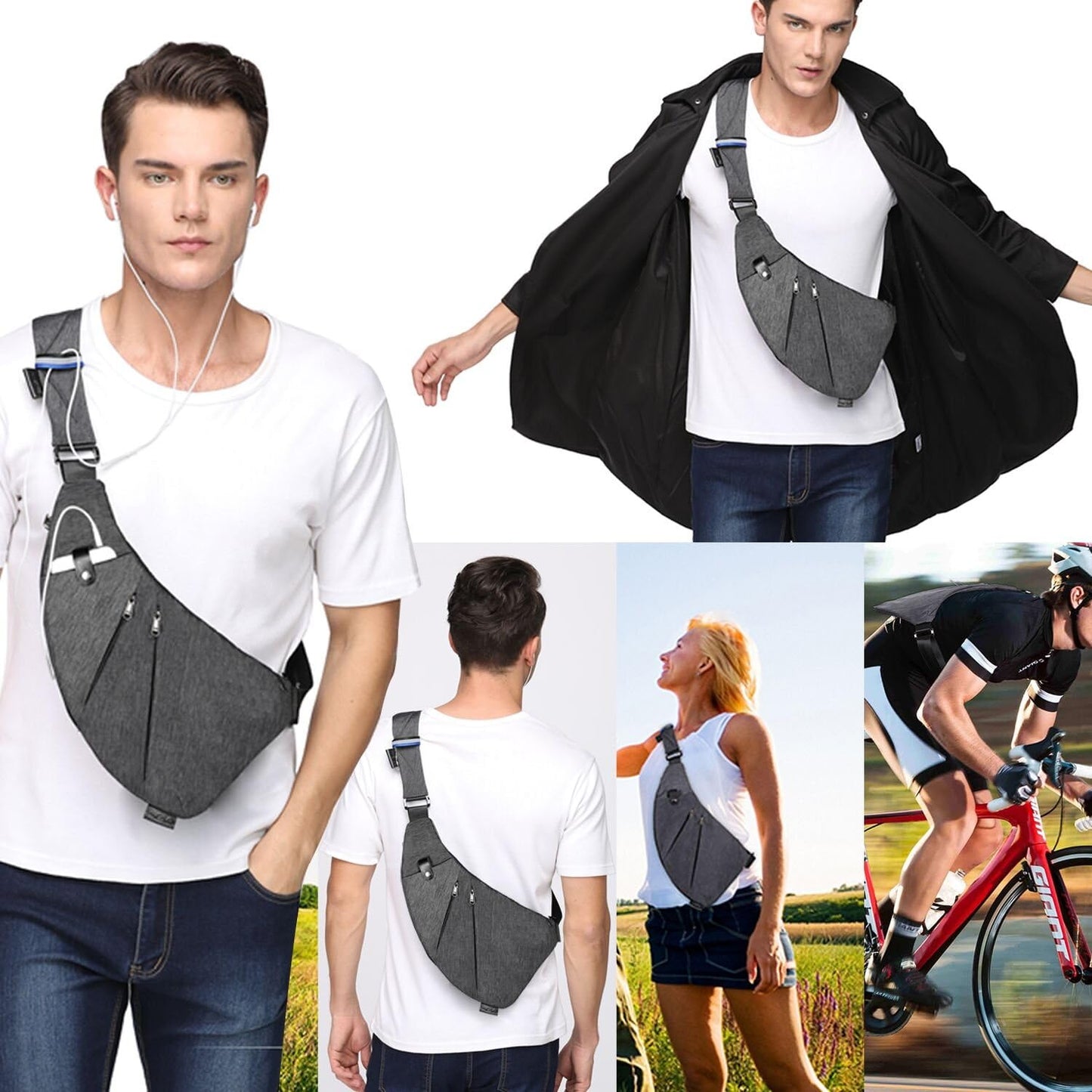 TOPNICE Anti Theft Crossbody Bags Personal Pocket Travel Bag Cross Body Multi Pocket Small Sling Bag for Women Men