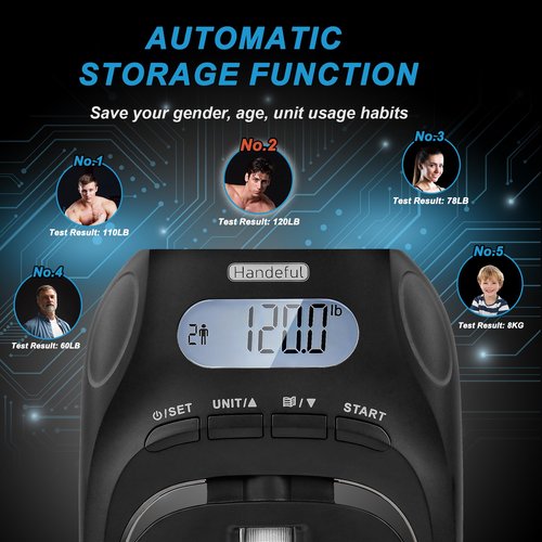 Hand Dynamometer Grip Strength Trainer - 397 Lbs / 180 Kgs Electronic Hand Grip Strength Tester Grip Strengthener Hand Exerciser Meter Digital Hand Grip Training Gauge for Sport Home School Use