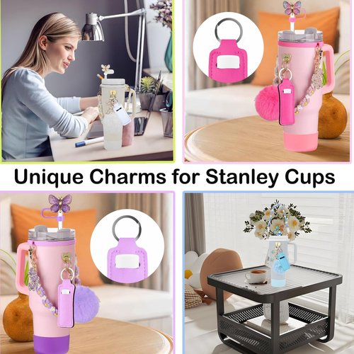 youyougu Stanley Cup Accessories Set - 8-Piece Set for 30 oz 40 oz Stanley Glass Accessories, Silicone Protective Cover, Water Bottle Handle Strap (Blue)
