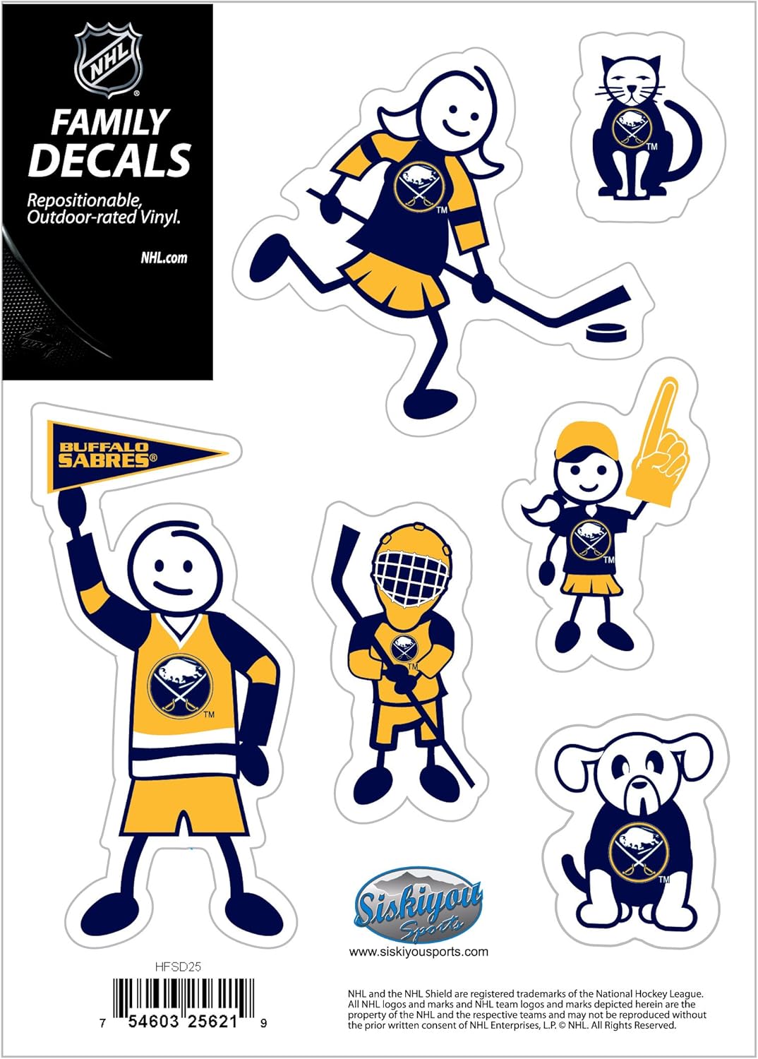 NHL Family Decal Set - Siskiyou Sports Team Stickers for Cars & Home