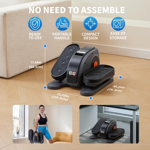 Under Desk Elliptical Machine, Seated Elliptical Leg Exerciser As Seen on TV, Portable Electric Pedal Exerciser for Seniors While Sitting with Remote Control, 10 Adjustable Speeds