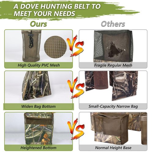 Dove Hunting Belt, Adjustable Field and Game Bag, Costomize Dove Belt with Shotgun Shell Pouch & Water Bottle Carrier, Hunting Accessories for Shooting, Dog Training, Fishing