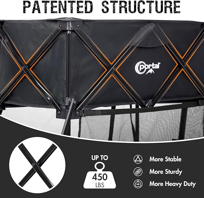 PORTAL 400L Collapsible Double Decker Wagon, Folding Wagon Cart with Tailgate, Beach Wagon with Big Wheels, 450LB Heavy Duty Foldable Wagon, Large Capacity Wagon for Camping, Sports, Garden, Baseball