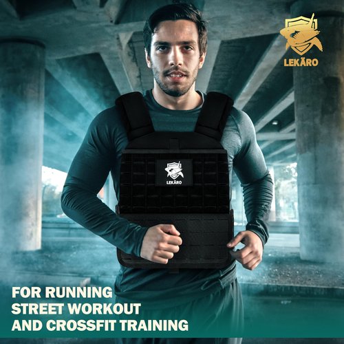 Adjustable Weighted Vest, Tactical Weight Vests for Men and Women, Body Weight Vest for Strength and Endurance Training, Fitness, Running, WODs (Black-1)