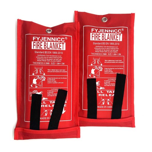 FYJENNICC Fiberglass Fire Blankets for Home and Kitchen Camping Car Office Warehouse Emergency Survival Safety (White 2 Pack)