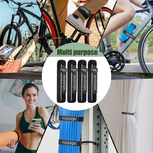 VLOUQIC 4 PCS Bike Rack Straps Bike Wheel Straps, Adjustable Bike Straps for Rack with Durability Hook Bike Car Rack Accessories, Keep The Bicycle Wheel from Spinning for Transportation and Storage