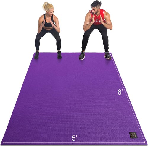 GXMMAT Large Exercise Mat 6'x4'/6'x5'/6'x6'(7mm), Thick Workout Mats for Home Gym Flooring, Extra Wide Non-Slip Durable Cardio Mat, Shoe Friendly, Perfect for Plyo, MMA, Jump Rope, Weights, Fitness
