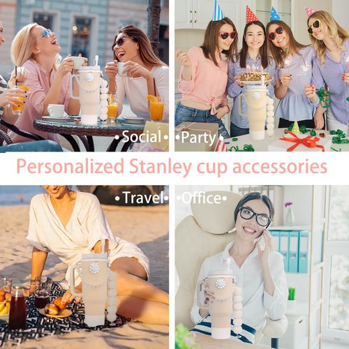 Stanley cup accessories set contains a water bottle handle strap silicone straw cover silicone cup boot pendant accessory accessories