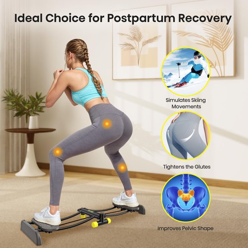 ZIWWVY Ski Trainer, Simulated Ski Machine, Adjustable Resistance Bands Machine Exercise Equipment for Leg Pelvic Floor Muscle Workout, Fun Cardio Fitness Equipment for Home Full Body Workout