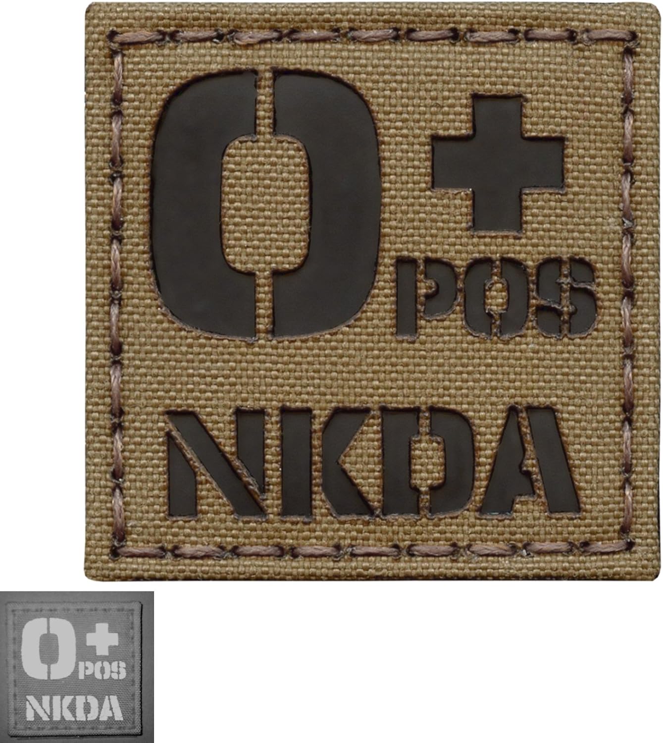 OPOS NKDA O+ Blood Type 2x2 Tactical Morale Fastener Patch (Coyote Brown)