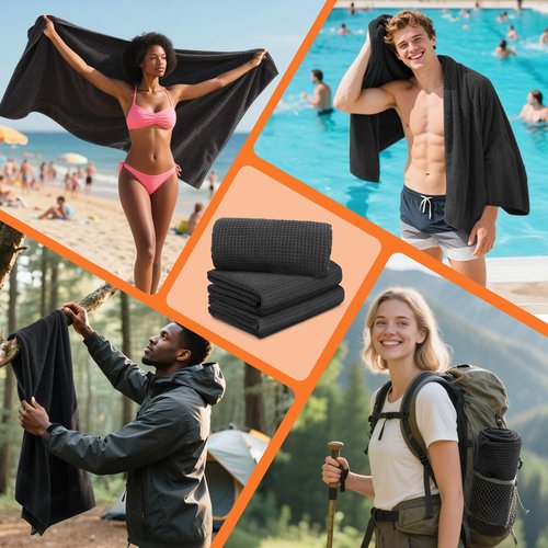 SOOWASH Microfiber Sweat Towel Quick Dry Lightweight Absorbent 3 Pack，Fast Drying 27‘’ X 55‘’ Negative Ions Odorless Gym Towels for Men & Women Yoga Sports Travel Outdoor Camping Gym (Large)