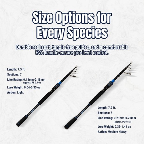 Reaction Tackle Telescopic Spinning Rod - StreamForce - Medium/Heavy Action