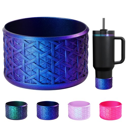 UBEEKOO Silicone Boot for Stanley Quencher 40 oz & IceFlow 30 oz Tumbler, for Stanley Black Chroma, Cup Sleeve Boot with Chameleon Gradient Surface for Stanley Accessories,Blue