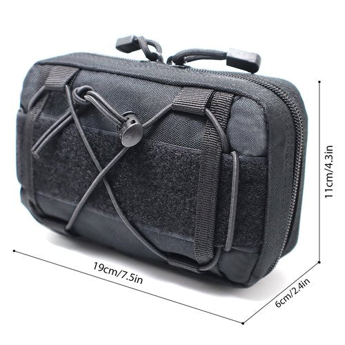 Tactical Molle Admin Pouch Compact Utility EDC Tool Bag with Shoulder Strap Portable Fanny Waist Pack Belt Waist Pouches Bag for Tactical Accessories (Black)