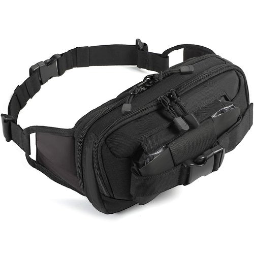 LarKoo Tactical Fanny Pack for Concealed Carry Sling Bag CCW Crossbody Waist Bag for Men&Women EDC Gear with Adjustable Strap (Black)