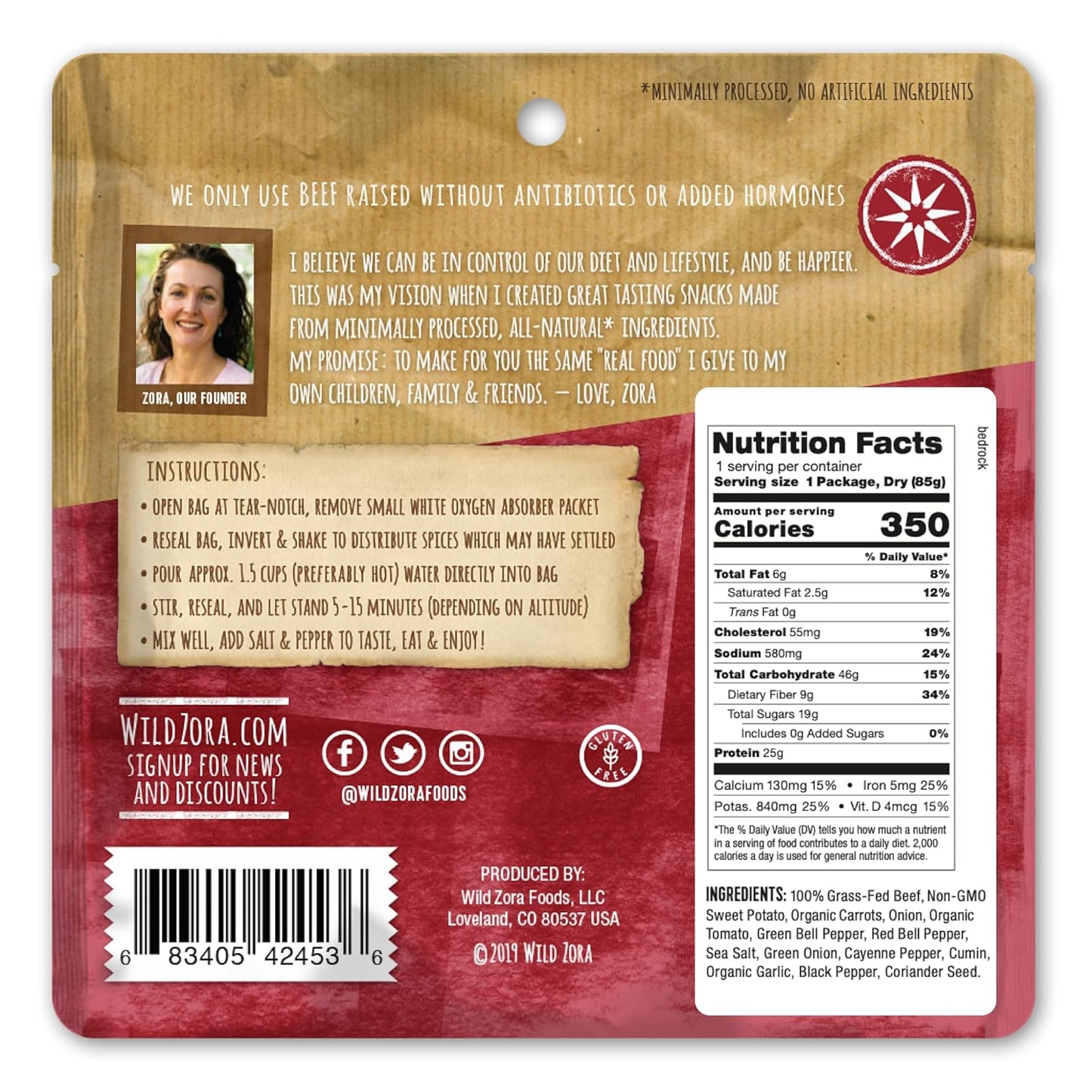 Wild Zora Paleo Freeze Dried Meals for Backpacking & Camping - Healthy Gluten Free & Grain Free Camping Meals/Backpacking Food + No Added Sugar - Great for Travel (AIP 4-pack)