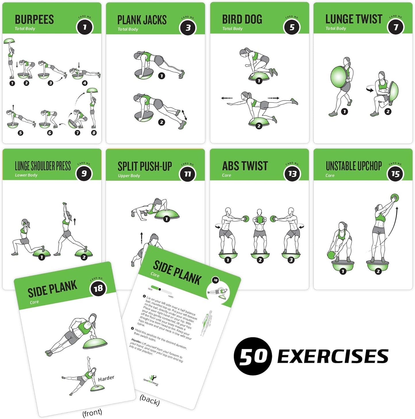 NewMe Fitness Yoga Pose Workout Cards, Instructional Fitness Deck for Women & Men, Beginner Fitness Guide to Training Exercises at Home or Gym