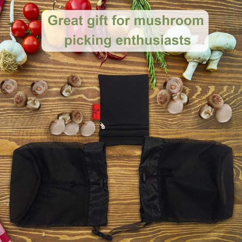 Morel Mushroom Foraging Bag with Adjustable Waistband, 2 Mesh Picking Bags for Collecting Mushrooms, Outdoor Hunting Bags Lightweight and Sturdy to Wear Around Waist, Harvesting Bag, 1 Tool Bag