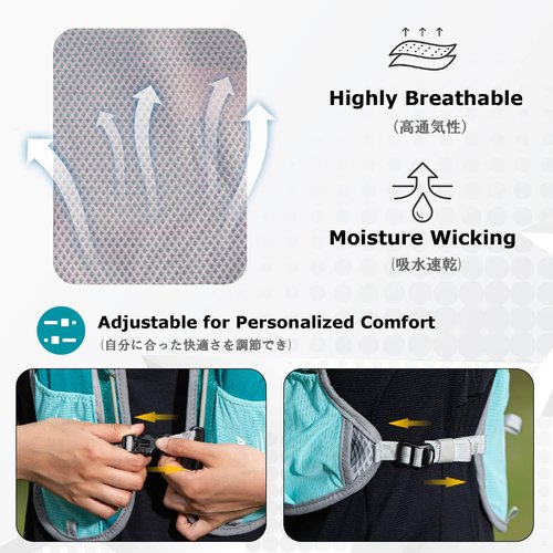 YAPJEB Running Hydration Vest, Hiking Backpack Lightweight, Reflective Bag Accessories for Trail Marathon Jogging Cycling for Women Men with 500 ml Water Bottle