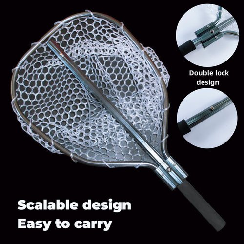 SIWRDTG Floating Lightweight Fishing Net with Telescopic Pole Handle, Rubber Landing Net Freshwater Saltwater, Portable Fishing Net with Soft EVA Foam Handle, Fish-Friendly Mesh for a Safe Release