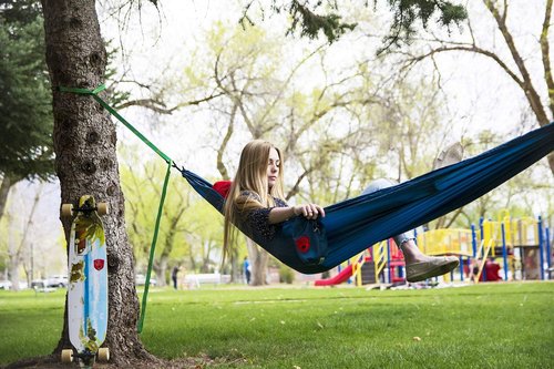 Grand Trunk | Ultralight Camping Hammock | Best Single Size Starter Hammock | Portable for Camping, Hiking, Backpacking, Beach, & Travel (Blue)