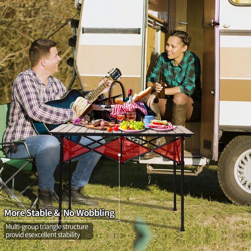 SHANQUAN Camping Table Roll up Table, Fold up Lightweight Compact, 2-4 Person Portable Roll up Aluminum Table with Carry Bag for Outdoor, Camping, Picnic, Backyards, BBQ