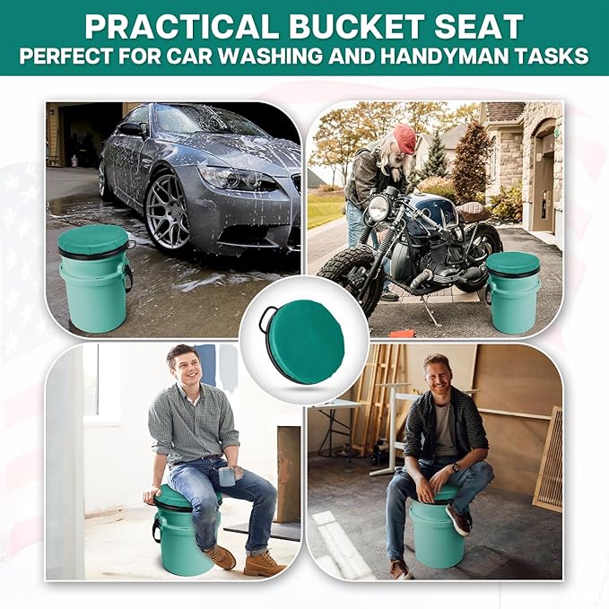 YETI 5 Gallon Bucket Seat - 360-Degree Swivel Lid, Cushion for Fishing, Hunting, Tool Organizer, Car Washing, Gardening, Camping