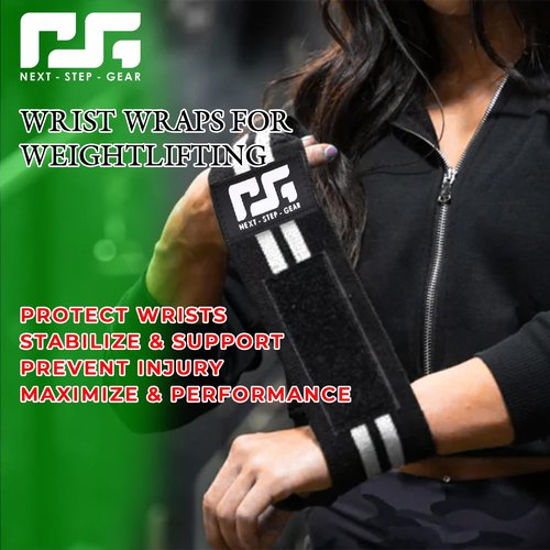 Premium Wrist Wraps – Adjustable, Durable Support for Weightlifting & Fitness. Enhance Stability & Comfort with Flexible, Design (Black, STD)