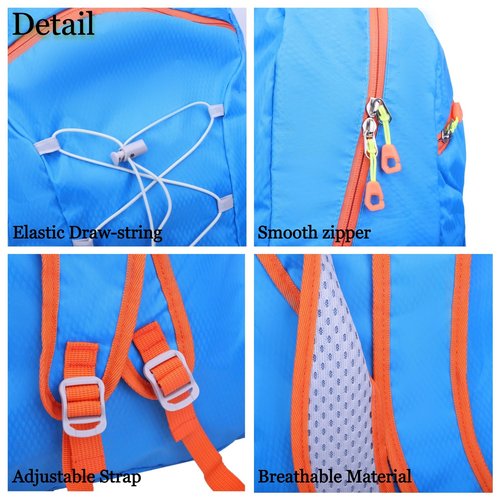 ＴｗｏＫａｔ TWO KAT Lightweight Packable Hiking Backpack 20L Bottle Holder, Water Resistant Daypack, Foldable Bags Travel Camping Outdoor (Blue)