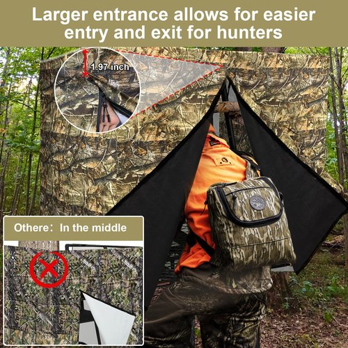 Tree Stand Blind Kit 138'' X 35.4'' Universal 2 Man Tree Stand Blinds For Deer Hunting Tree Stand Camouflage Silent Tree Stand Skirt Deer Ladder Stand Blind Kit Colorfast Treestand Blind Accessories