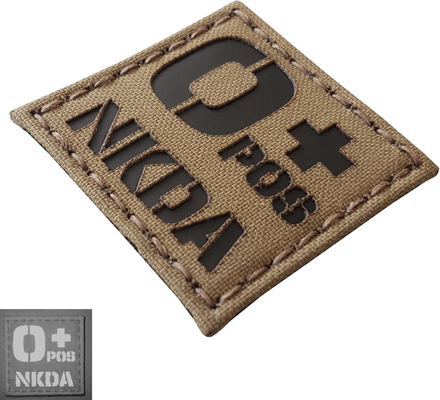 OPOS NKDA O+ Blood Type 2x2 Tactical Morale Fastener Patch (Coyote Brown)