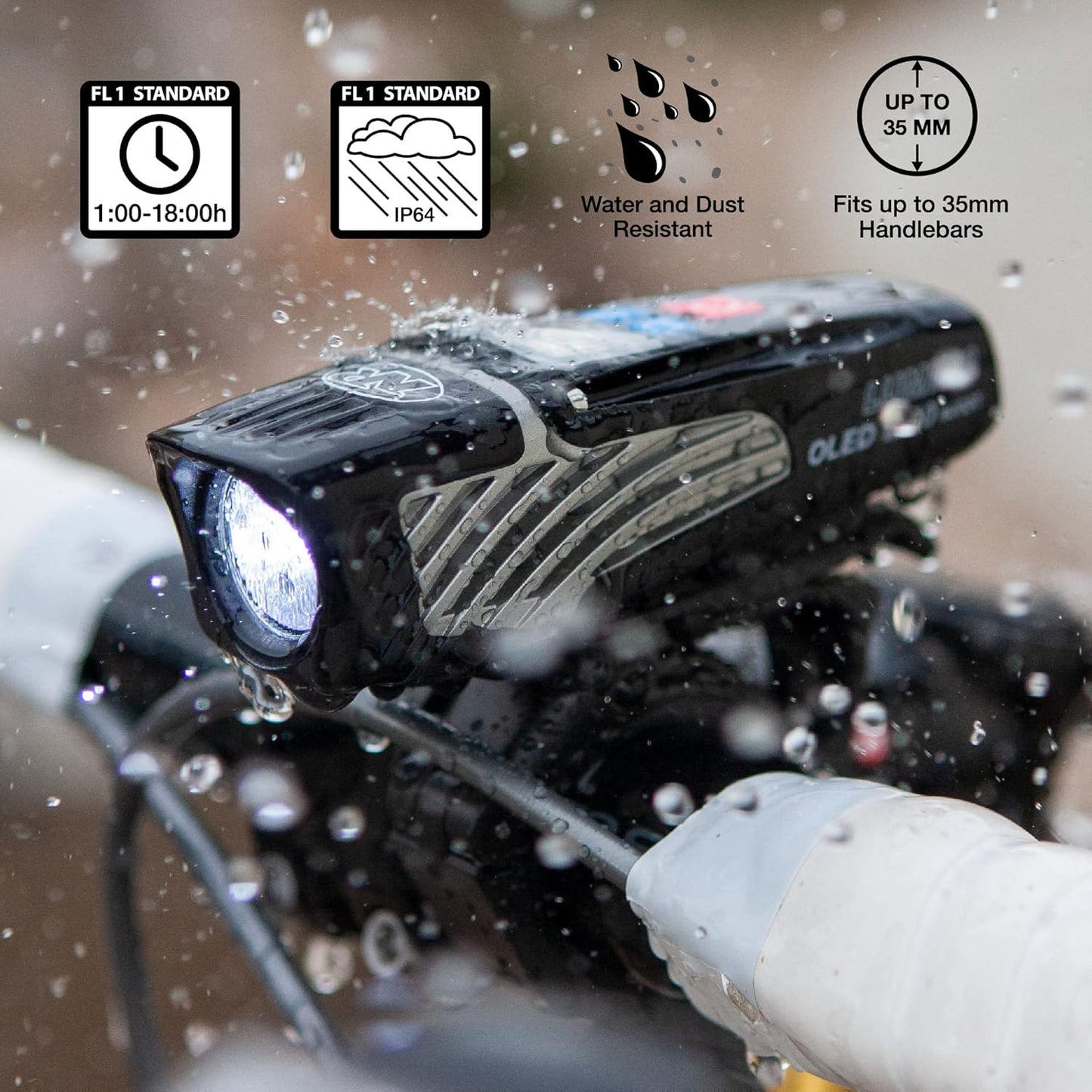 NiteRider Lumina OLED Boost 1200 Lumen USB Rechargeable Bike Headlight – OLED Display USB Rechargeable Front Bike Light 9 Modes IP64 Waterproof Road Cycling MTB Commuter eBike Safety Night Riding