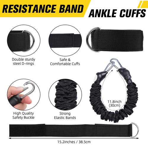 Ankle Resistance Bands with Cuffs Ankle Bands for Working Out Exercise Bands for Leg, Hip, Booty Training Ankle Straps with Exercise Bands for Butt Lift Women Men Great for Home Workouts and Fitness
