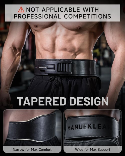 MANUEKLEAR Tapered Lever Weight Lifting Belt, 10MM Quick Locking Lever Belt Weightlifting Men, Lifting Belt Lever for Powerlifting & Deadlifts