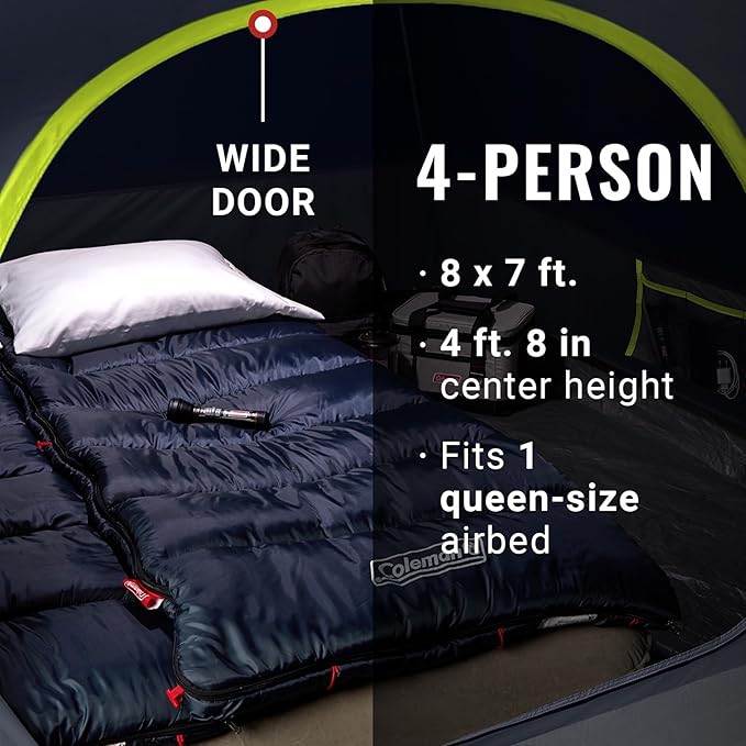 Coleman 4-Person Dark Room Skydome Camping Tent, Blue