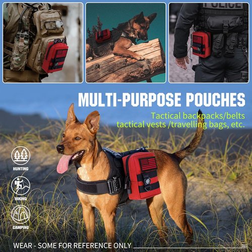 IronSeals 2 Pack Tactical Molle EDC Pouch Multi-Purpose Compact Pack Water-Resistant Utility Pouch with Flag Patch