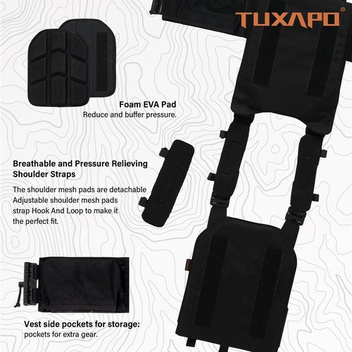Tuxapo Tactical Molle Vest Laser Cutting Modular Lightweight Quick Release Adjustable Vests