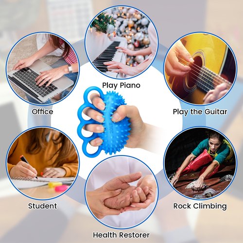 RoundFunny 3 Pack Hand Exercise Balls 3 Level Set Finger Strengthener Therapy Hand Balls Grip Strength Trainer Squeeze Stress Relief for Adults Elderly Stroke Arthritis Carpal Tunnel