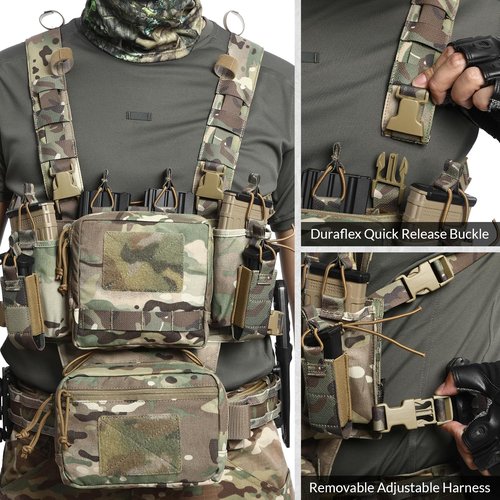 VOTAGOO GEAR Chest Rig-Tactical Chest Rig, Adjustable & Detachable Molle Micro Chest Rigs, with 5.56/7.62 Magazine Pouch