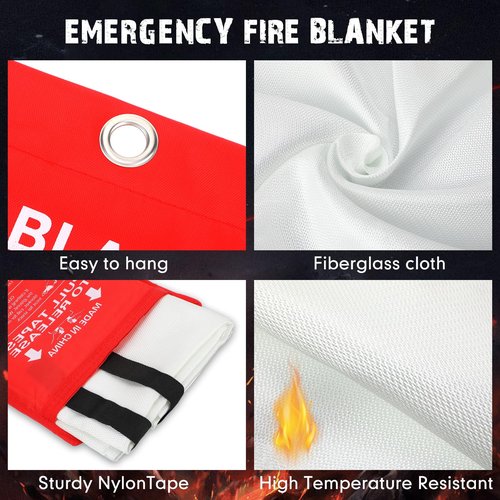 Moukeren 20 Pack Fire Blanket Fire Emergency Blankets for Home Kitchen, Survival Safety Flame Suppression Blanket Fiberglass Fireproof Blanket Flame Retardant Blanket for Fireplace Car Office Camping
