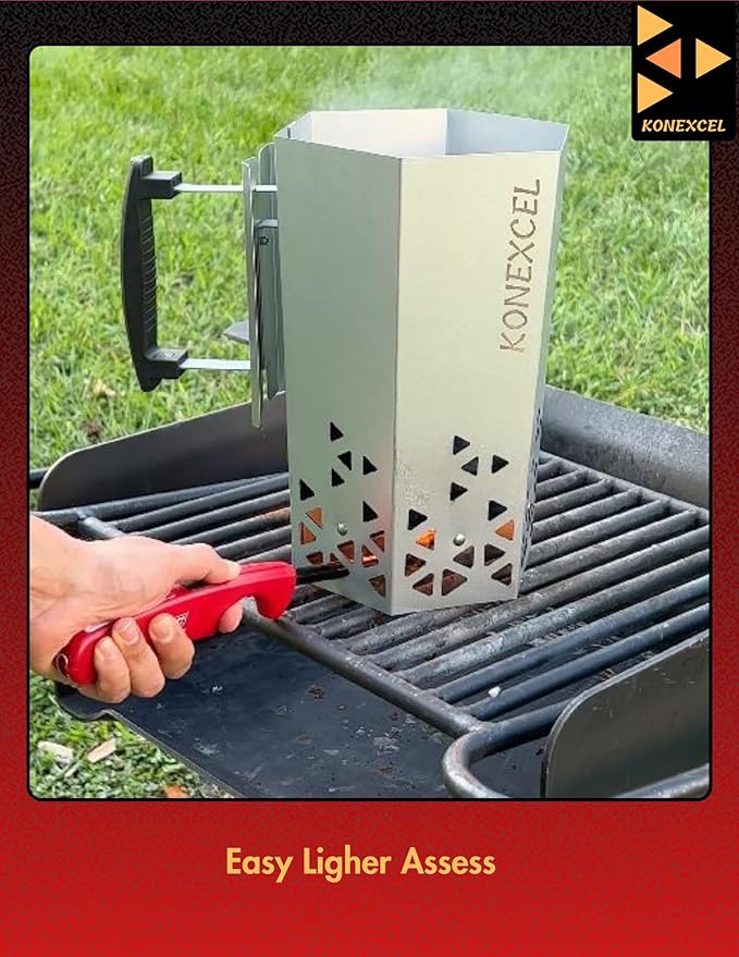 SET of Charcoal Chimney Starter & 130 PCS Fire Starters, Heavy Duty Charcoal Starter (XXL Size) & Natural Wooden Fire Starters for Grill, BBQ, Campfires, Fireplace; Optimized for Rapid Fire (130 PCS)