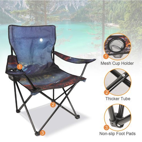 Northroad Camping Chair Portable Camp Chair, Folding Lawn Chair with Cup Holder for Outdoor Camping, Hiking, Travel, Patio, Beach, Picnics