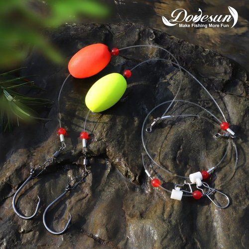 Dovesun Fish Finder Rig with Float 20.5" Surf Fishing Rigs 90LB Surf Fishing Tackle for Shark Bluefish Stripers 6PCS 5/0